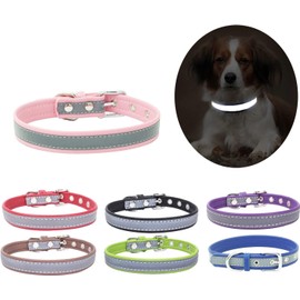 Collar reflectante para cachorro, perro y gato, más seguro por la noche, color morado, talla S