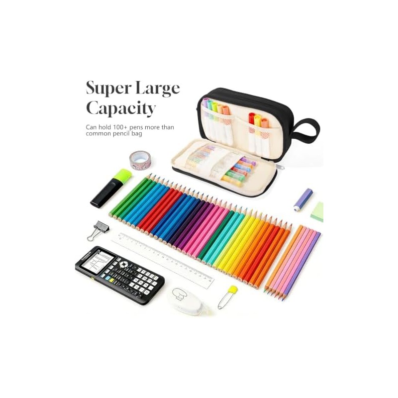 Large Corduroy Pencil Pouch for Teen Students, Aesthetic Stationery Pen
