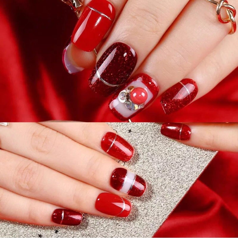 Vishine Burgandy - Juego De Esmaltes De Gel Con Purpurina