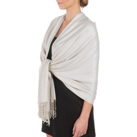 Sakkas Silky Soft Pashmina Feel Scarf / Stole - silver grey