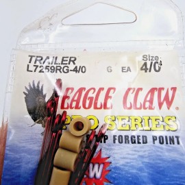 Eagle Claw L7259RG-4/0 Pro Series 6 Count Red Trailer Fishing Hooks Needle Tip