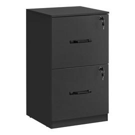 VASAGLE 2 Drawer File Cabinet, File Cabinet with Lock, Printer Stand, Office Filing Cabinet Organizer, for A4 and Letter Size Files, Ink Black UOFC061B16