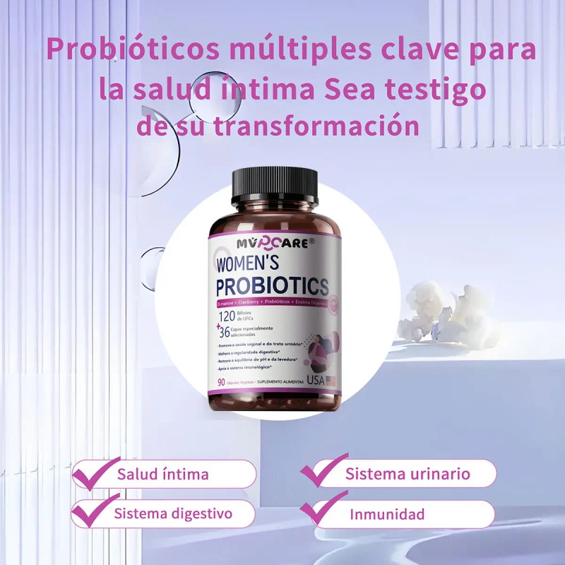 Probióticos Mujer Urinario Intestinal Vaginal Cápsulas Sabor