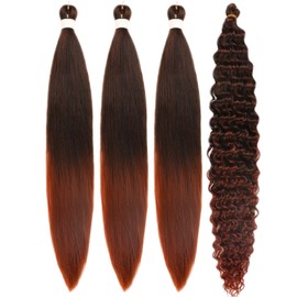 Ombre Ginger Brown Braiding Hair Pre stretched for Boho Braids Pre stretched Boho Braiding Hair