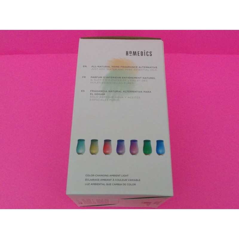 Homedics Ultrasonic Teal Glass Color Change Aromatherapy Essential Oil Diffuser