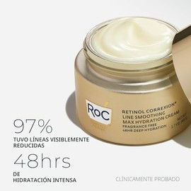 RoC Retinol Correxion Max Hydration - Hidratante facial diario antienvejecimiento con ácido hialurónico, sin fragancia, cuidado de la piel sin aceite,
