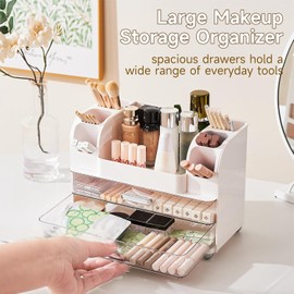 Reflygen Drawer Cosmetic Organizer, Beauty Tool Display Box, Desktop Skin Care Organizer (White)