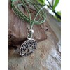 ✿ Moss green chain necklace tree of life forest disc