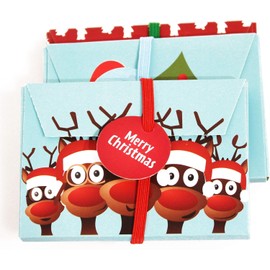 KAMACA Set of 6 Gift Boxes for Money Gifts, Voucher Packaging, Gift Wrapping, Money Voucher, Christmas (Set of 6 Gift Envelopes, Santa & Friends)