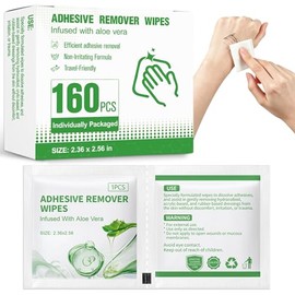 160CT Adhesive Remover Wipes – Sting-Free & Hypoallergenic Medical Skin Adhesive Remover with Aloe for Bandage, Tape, Glue, Patch, Dressings & Ostomy Residue