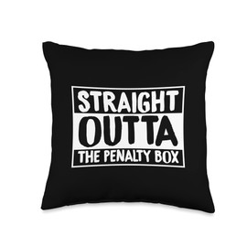 Pucky Swagger Straight Outta The Penalty Box Funny Ice Hockey Graphic tee Throw Pillow, 16x16, Multicolor