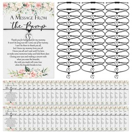 Thyle 50 Sets Baby Shower Favors for Guests 50 Adjustable Bracelets with 50 Message from the Bump Card Footprints Charm Baby Shower Bracelets for Gender Reveal Thank You Gifts (Flower)