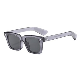 LJCZKA Rectangle Thick Frame Sunglasses for Women Men Retro 90s Square Glasses UV400 Protection for Driving Eeywear (ClearGreyBlack)