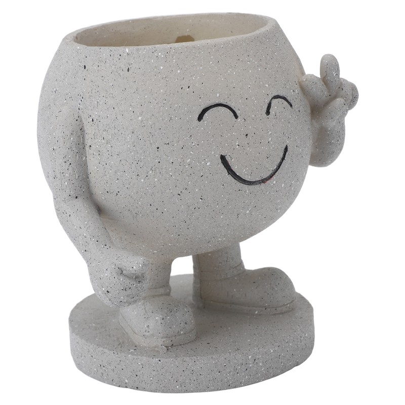 Flower Pot Cute Smile Standing Succulent Flowerpot Fadeless Resin Plant