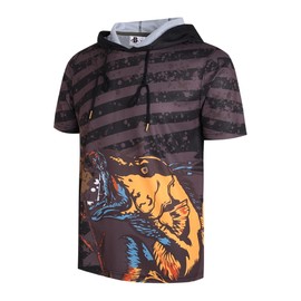 DEHANER Beach Casual Fishing Hoodie For Men Women Workout Lightweight Thin T-Shirt Pro Club Sweatshirts Yellow Fish-Brown Hoodie,Men Size X-Large