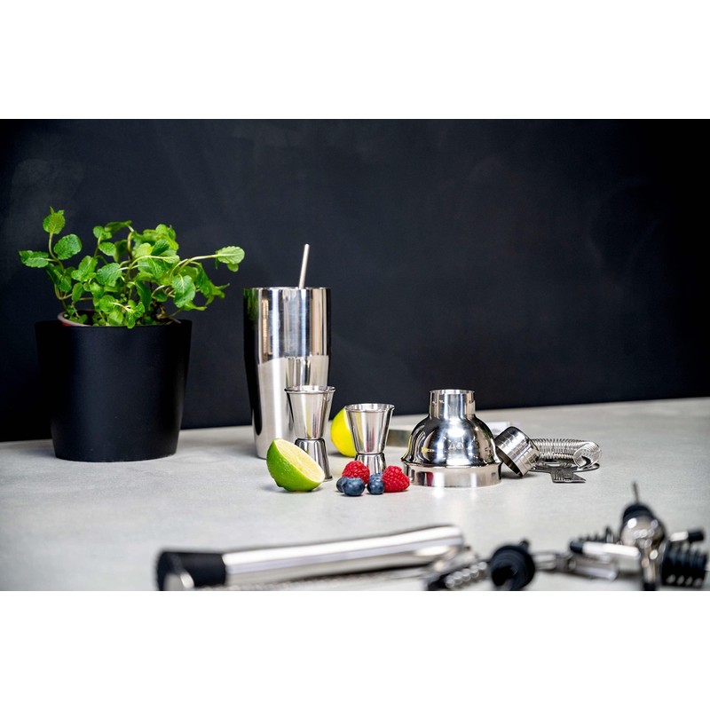 alpina Cocktail Set Complete – 14 Pieces – Cocktail Shaker/Stamper/Jigger/Etc