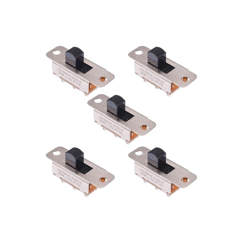 5 x On-On Slide Switch DPDT 1.5A Solder Terminals (Pack