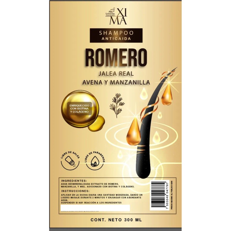Shampoo Anticaida Cabello Romero Jalea Real Avena 300ml