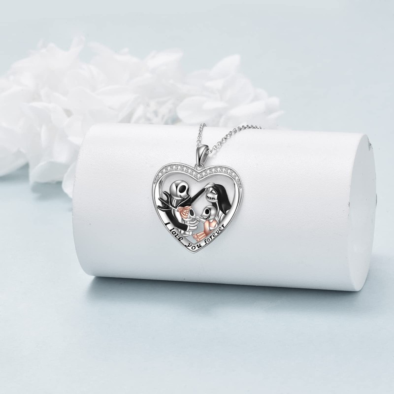 LILALO Nightmare Necklace Sterling Silver Jack and Sally Necklace Jack