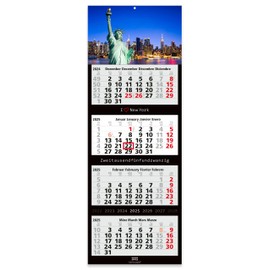 Geiger-Office 4 Month Wall Calendar 2025 Large Format 33 x 90 cm with Attractive New York Image Motif