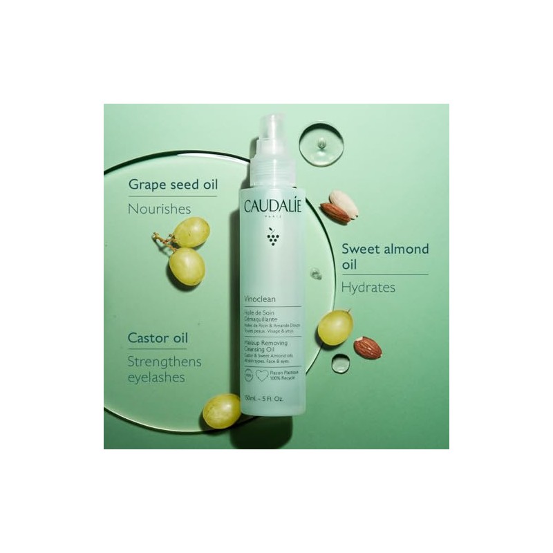 Caudalie Vinoclean Makeup Removing Cleansing Oil, Waterproof Makeup Remover