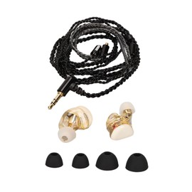 Resin Monitor Earphones Pure Copper Graphene Unit Wired Headphone with MMCX Connection Cable for Singer Drummer Musician White Gold Black Cable