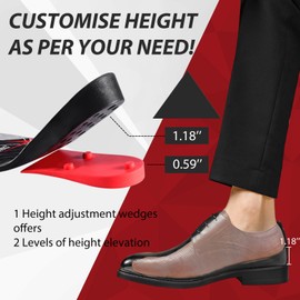 Bacophy Height Increase Insoles Shock Absorption Cushion Inserts for Men and Women, Adjustable High Insole (1.2'' / 0.6'') Comfort Shoe Lifts