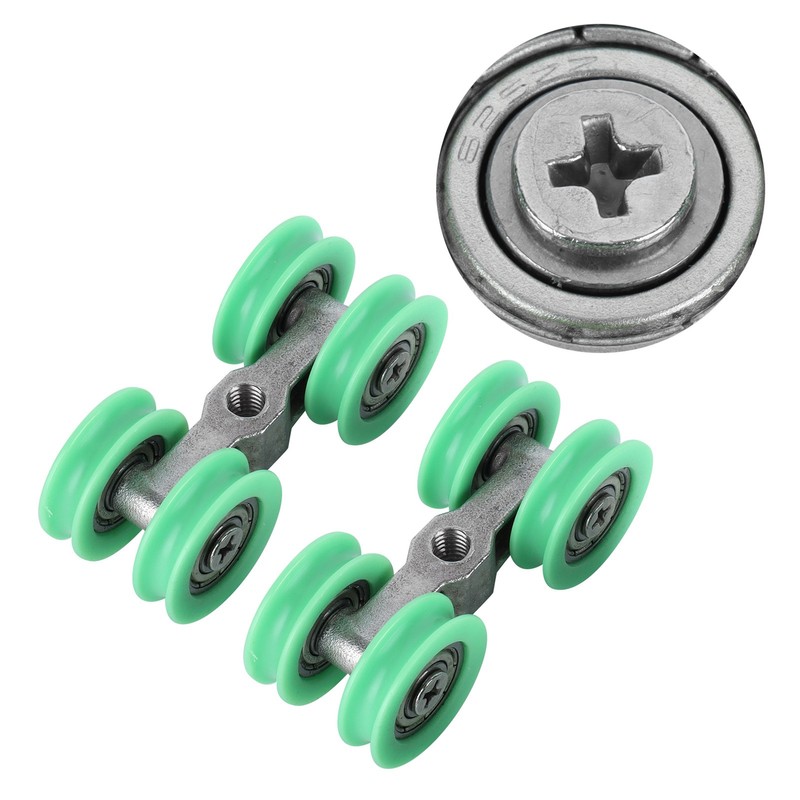 2Pcs UShaped Wheels Stainless Steel 4Wheel Small Rollers Shower Door