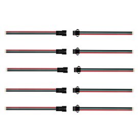 KWMSTPLT 5 Set SM JST 3 PIN Wire Connector Cable for WS2812B WS2811 SK6812 LED Strip Lights,15cm 18 AWG Male and Female Without Soldering Light Controller Wire (5 Pairs)