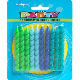 Blue & Green Spiral Birthday Candles, 10 Ct.