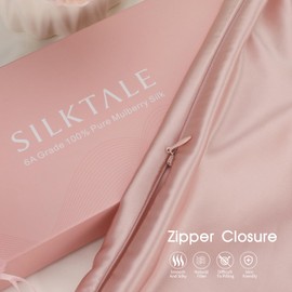 SILKTALE 19 Momme 100% Mulberry Silk Pillowcase for Hair and Skin with Zip, 1 Piece, Pink, 40 x 60 cm