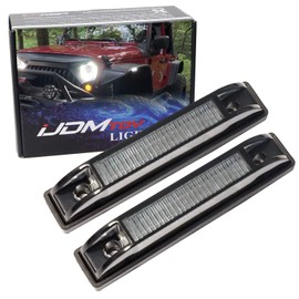 iJDMTOY Smoked 6-LED White LED Fender Flare Side Marker Lights Compatible with Jeep Wrangler, One Pair Dark Smoke Lens, Compatible with Bushwacker Flat Style Fender Flares