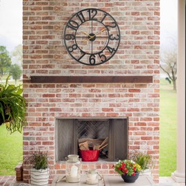 AOJIATI Large Outdoor Clock Battery Operated, Modern Black Farmhouse Decorative Wall Clock for Living Room, Kitchen, 20 Inch Metal Outdoor Clock for Patio, Pool Area, Garden, Deck