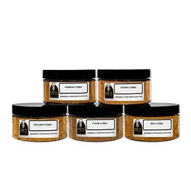 Curry Spices Gift Set - Contains: 5 different spice jars (1 each of: 4-Star Curry, Hot Curry, Lemon Curry, Madras Curry, Thai Red Curry)