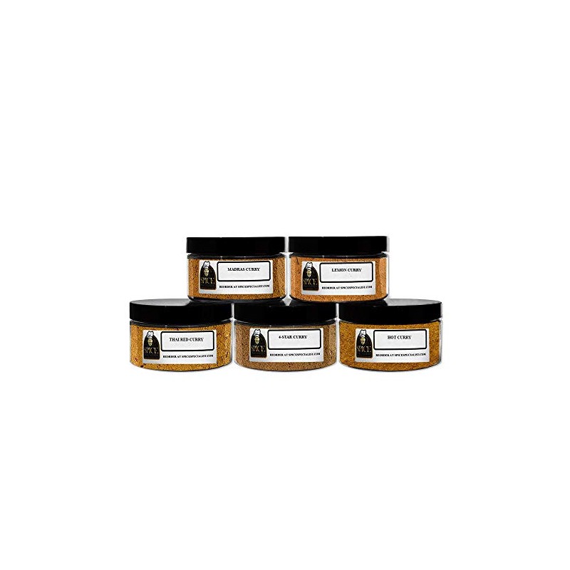 Curry Spices Gift Set - Contains: 5 different spice jars