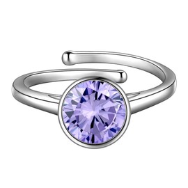 beautlace June Birthstone Adjustable Rings Silver Plated Birth Stone Open Ring Birthday Gifts Jewelry for Women KR0036U