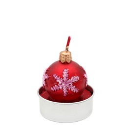 Dekohelden24 Set of 6 Tea Lights Christmas Baubles – Christmas Tree Baubles in Red, Dimensions of Each Tea Light L x W x H: 4 x 4 x 5 cm