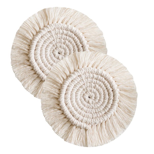 Hocaies Handmade Macrame Coasters for Drinks, Handwoven Placemat Bohemia Style