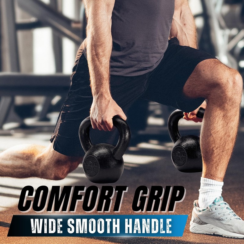 Yes4All 70 lbs Kettlebell Heavy Cast Iron Solid Smooth Handle