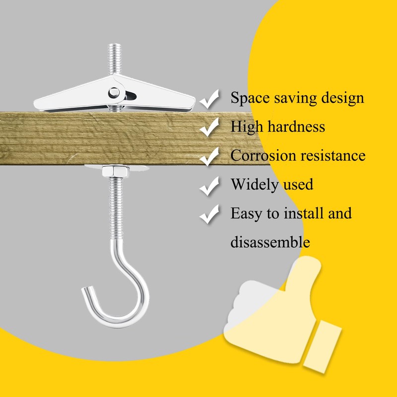 1/5" Heavy Duty Hook Toggle Bolts Set - 16 Packs