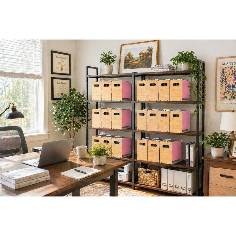 Poeuai 2 Pack Premium Thickened Bamboo Desktop Hanging File Organizer