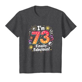 73 Finally Fabulous Birthday Gift for Seniors T-Shirt, Youth, Dark Heather Grey