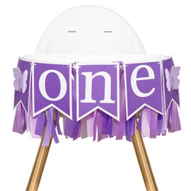 jijAcraft One High Chair Banner 1st Birthday, Purple High Chair Banner, One High Chair Banner Garland, 1st First Birthday Party High Chair Banner Photo Props Decoration for Baby