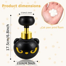 GDGJWL Cute Cat Paw Foam Soap Dispenser, Black Kitty Hand Soap Pump with Paw-Shaped Foam, Spooky Cat Lover Gift for Bathroom and Kitchen Home Accessories
