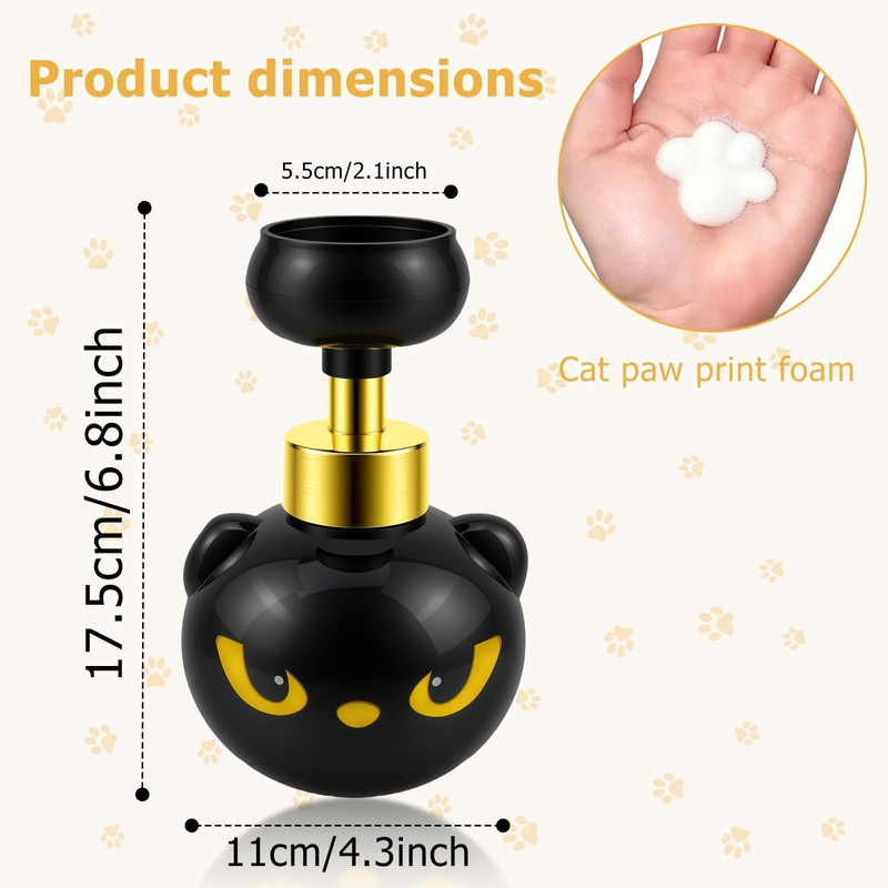 GDGJWL Cute Cat Paw Foam Soap Dispenser, Black Kitty Hand