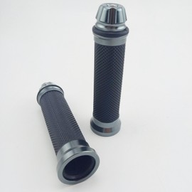 OKSTNO Motorcycle 7/8" CNC Hand Grips Aluminum Rubber Gel Handlebar for Sport Bike (Grey)