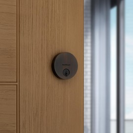 Kwikset Uptown Deadbolt Lock, Venetian Bronze Round Exterior Keyed Front Entry Door, Pick Resistant SmartKey Rekey Security, Single Cylinder Dead Bolt, with Microban Protection