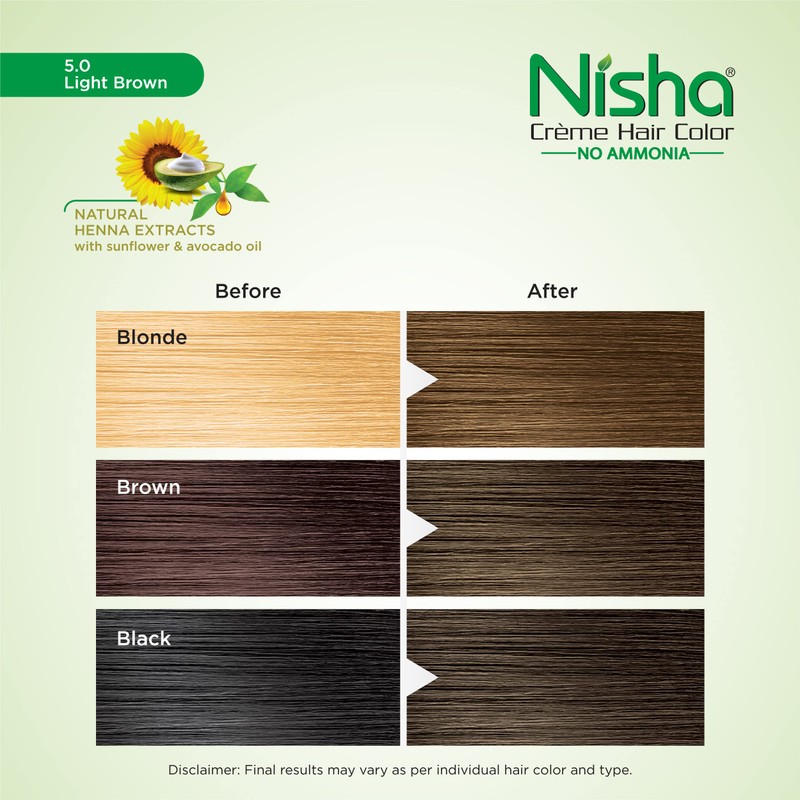 Nisha Creme Hair Color (Pack of 3, Light Brown)