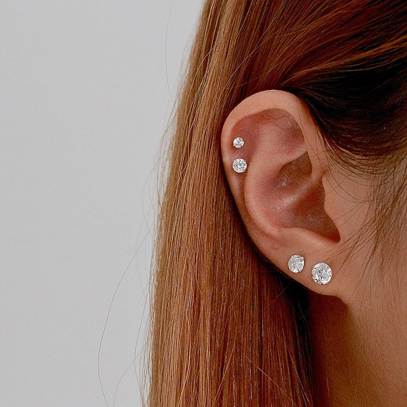 5Pairs Gold Flat Back Stud Earrings Set for Women Men,Hypoallergenic