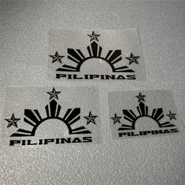 DXYMOO Car Styling Sticker Pilipinas Tribal Three Stars Half Sun Decals Philippines Filipino Tagalog Tape Auto Door Body Window Bike Bicycle Applique (3, Black)